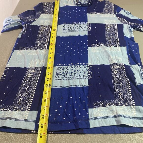 UNZIPPED Paisley Patchwork Pullover Long Sleeve Lightweight Cotton Womens M Blue - Picture 8 of 9